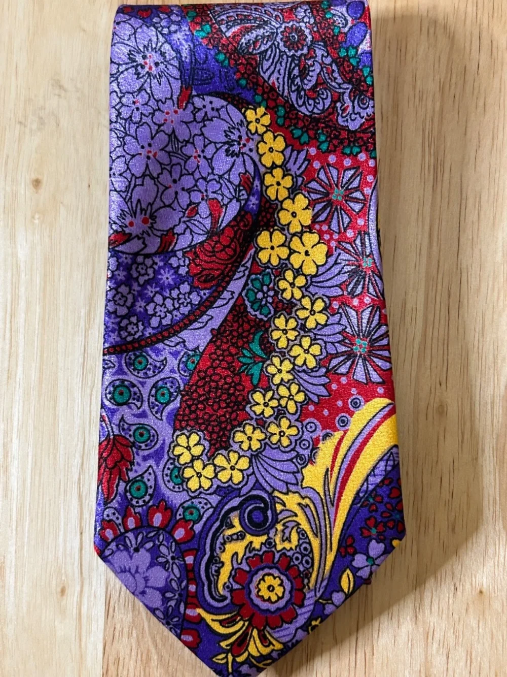 🤩STUNNING🤩 Handmade Italian Silk Tie Purple Multicolor Floral Paisley